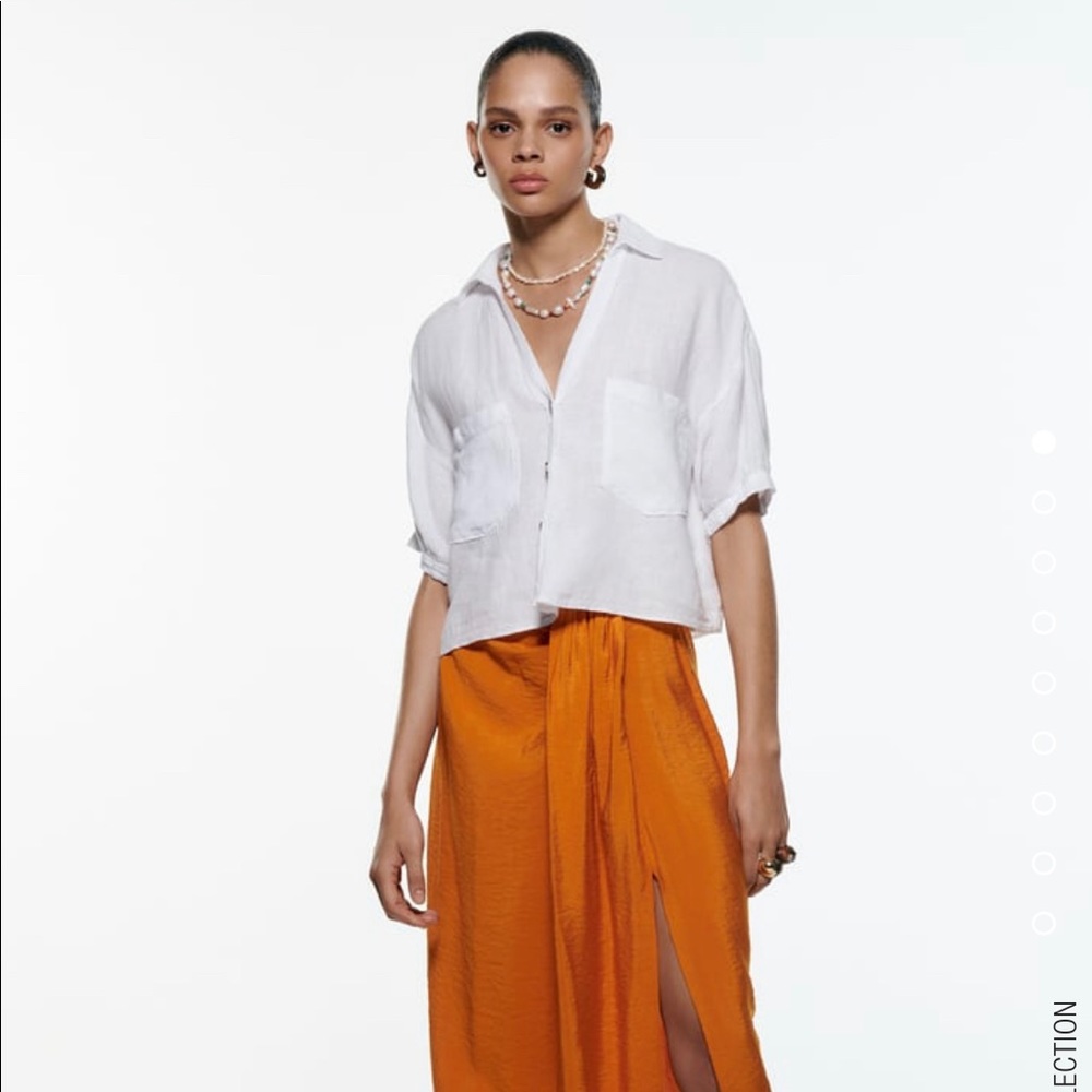 ZARA Cropped Linen Shirt